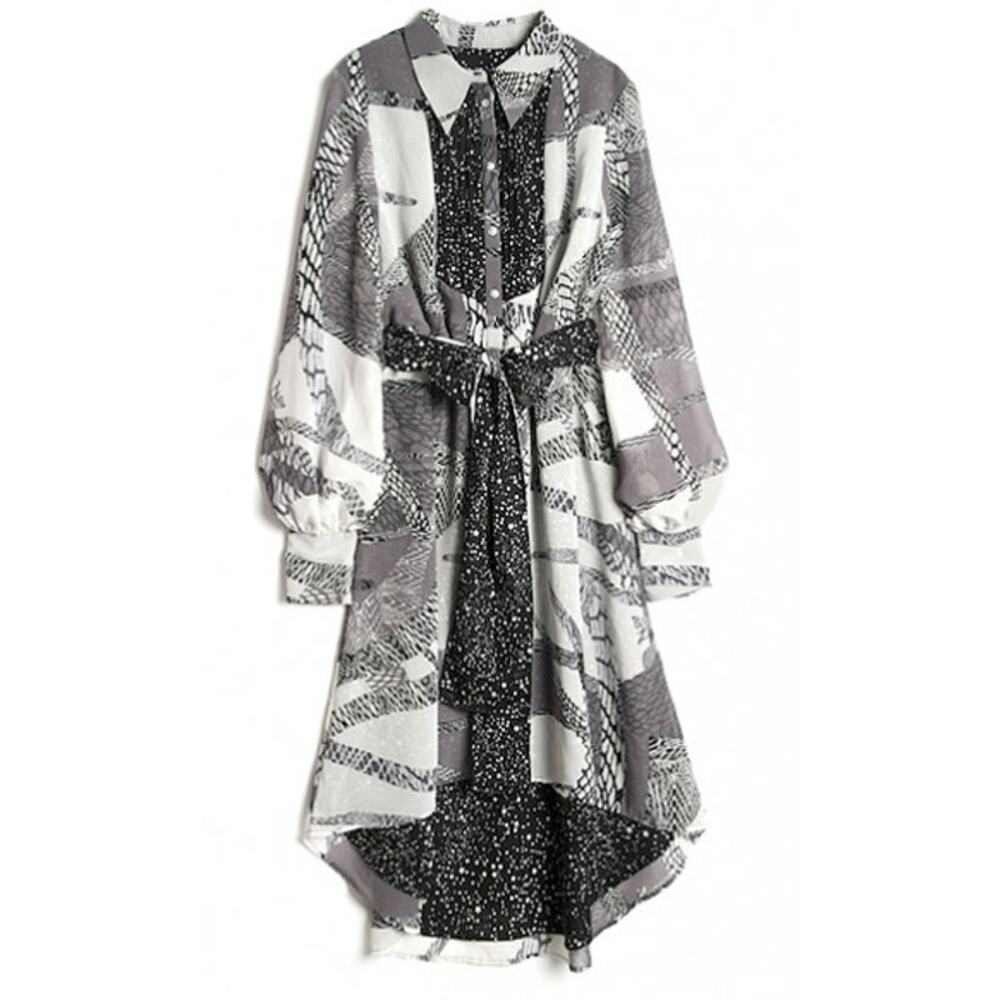 Kirna Zabete X Target Large Mesh Mix Up Hi-Low Button Up Shirt Dress